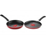 Pigeon 2 Burner Glass Cooktop, Duo Pack Flat Tawa 250 mm & Fry Pan 240 mm Combo